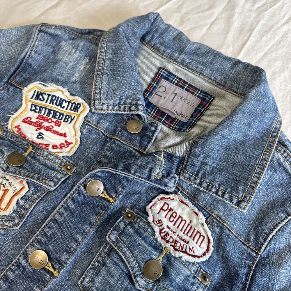2.1 Denim Repair Shop Garage Patch Denim Jacket Women’s Size M